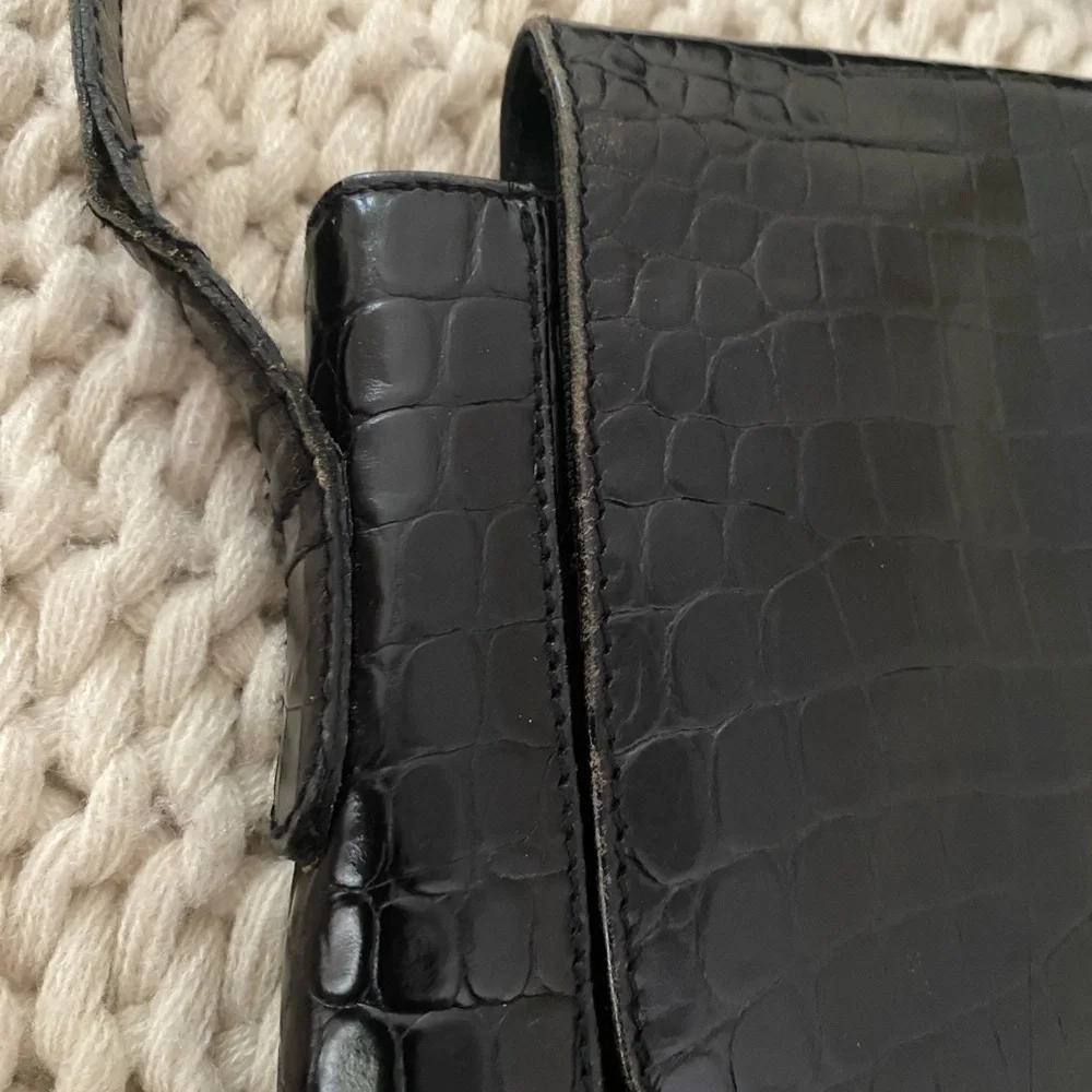 Black Snakeskin Leather Crossbody purse